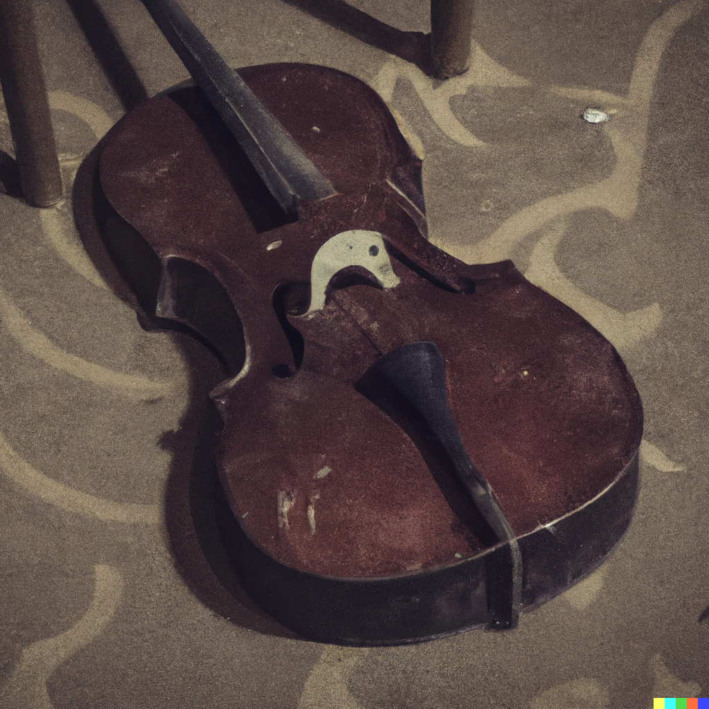 A broken cello from TV show American Horror Story 2016