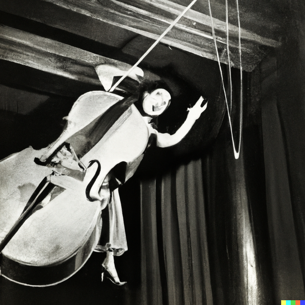 A cello falling from the ceiling in A Night at the Opera 1935